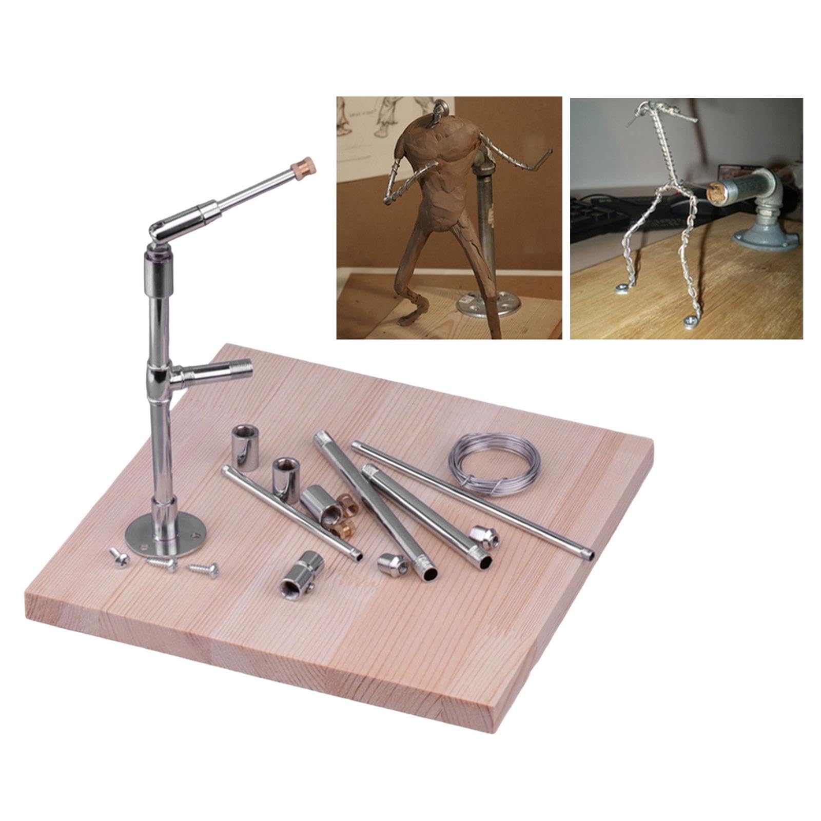 Oshhni Support pour figurines, sculptures et modèles, établi de modelage en argile, réglable, avec support combiné, Présentoir En Bois