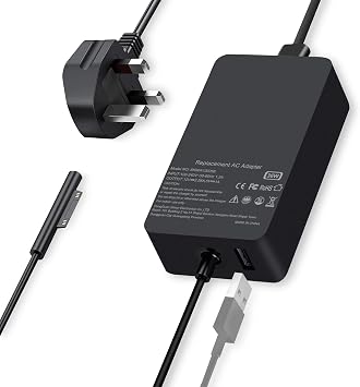 SIKER-Surface Charger, 36W Microsoft Surface Charger for Surface Pro 3, Pro 4, Pro 5, with USB Charging Port