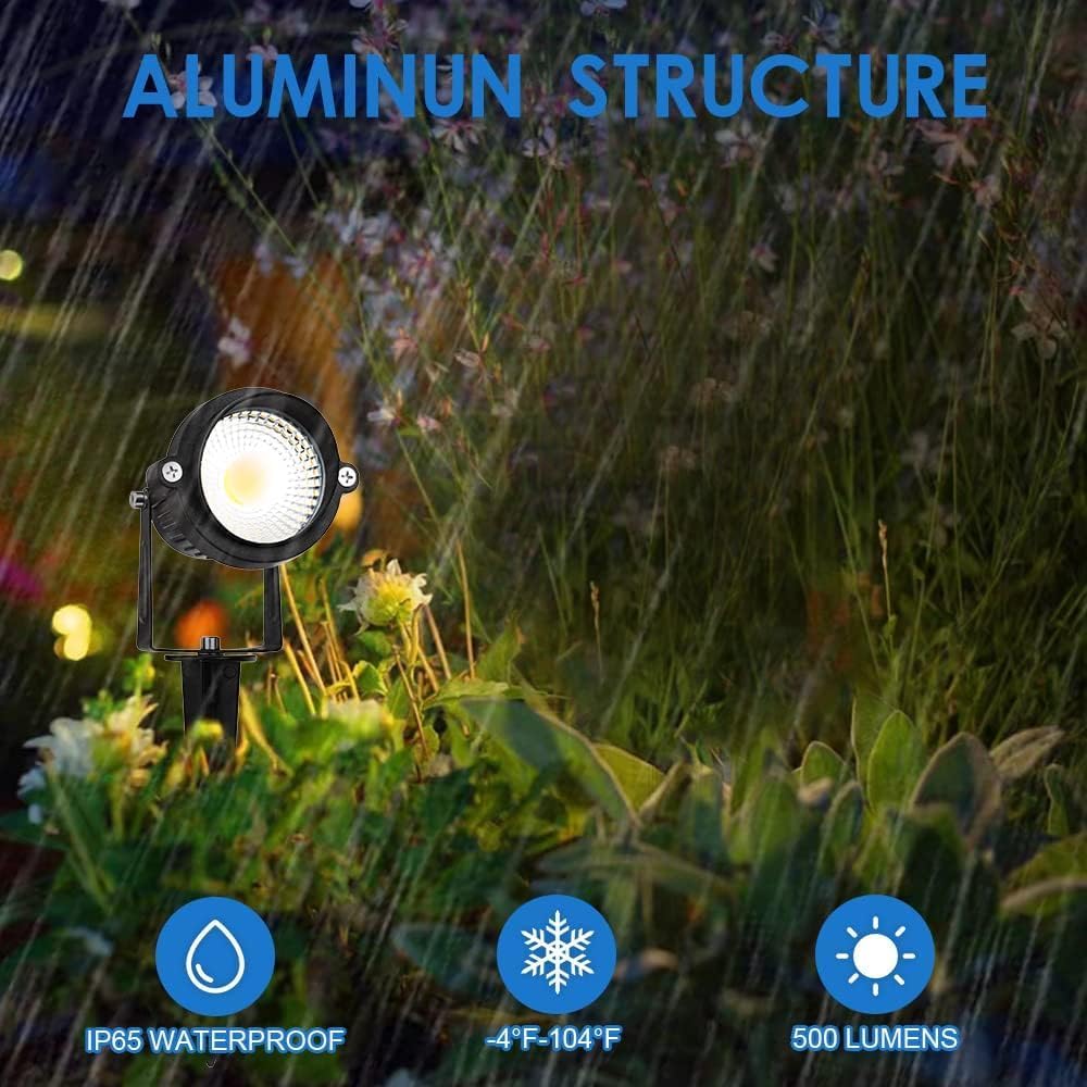 Landscape Lights,Low Voltage Led Landscape Lighting, 12V AC/DC Waterproof Landscape Spotlights Outdoor Flag Spot Light with Wire Connectors for Tree Flag Spotlight 5000K White Lawn 12Pack