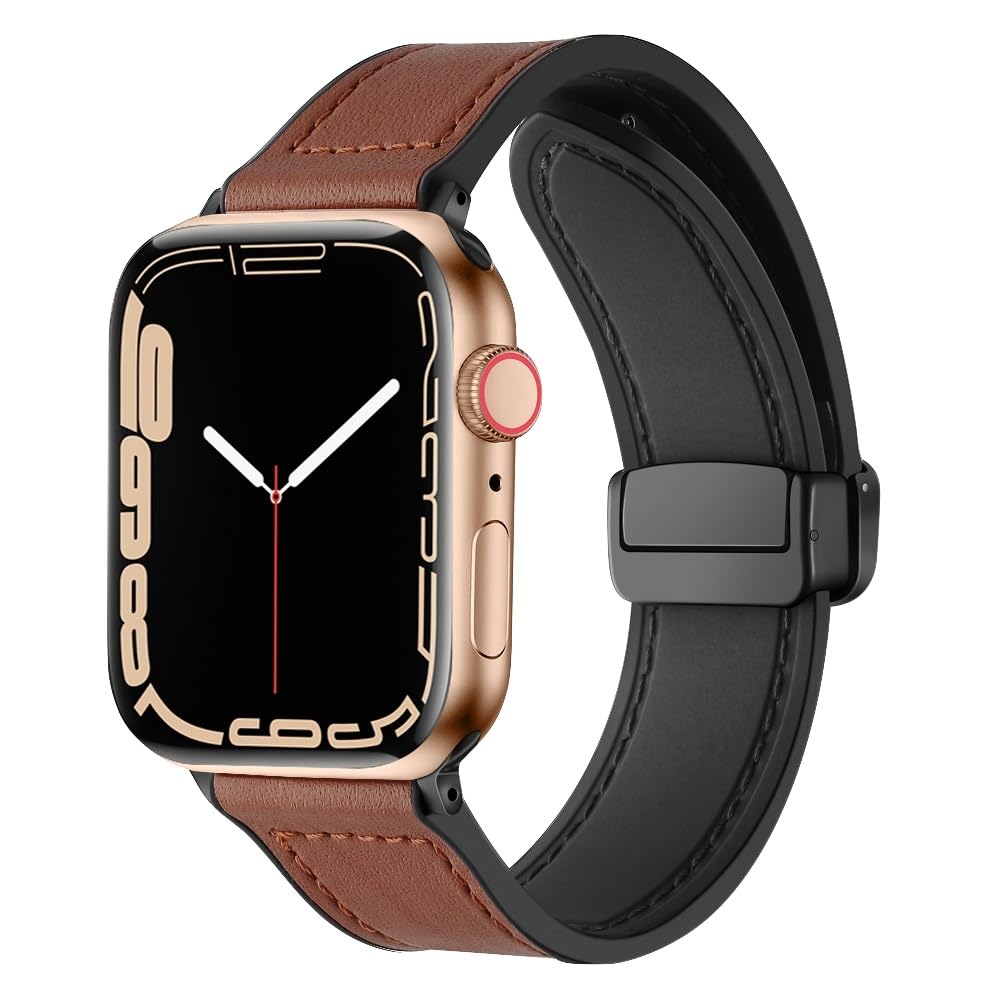 YODI Straps Compatible with Apple Watch 42mm 44mm 45mm 49mm, Replacement Watch Band Leather with Magnet Buckle Strap for iWatch Ultra Series 8/7/6/5/4/3/2/1 SE (Brown) (B0D6LT2TQH) Amazon Price History, Amazon Price Tracker