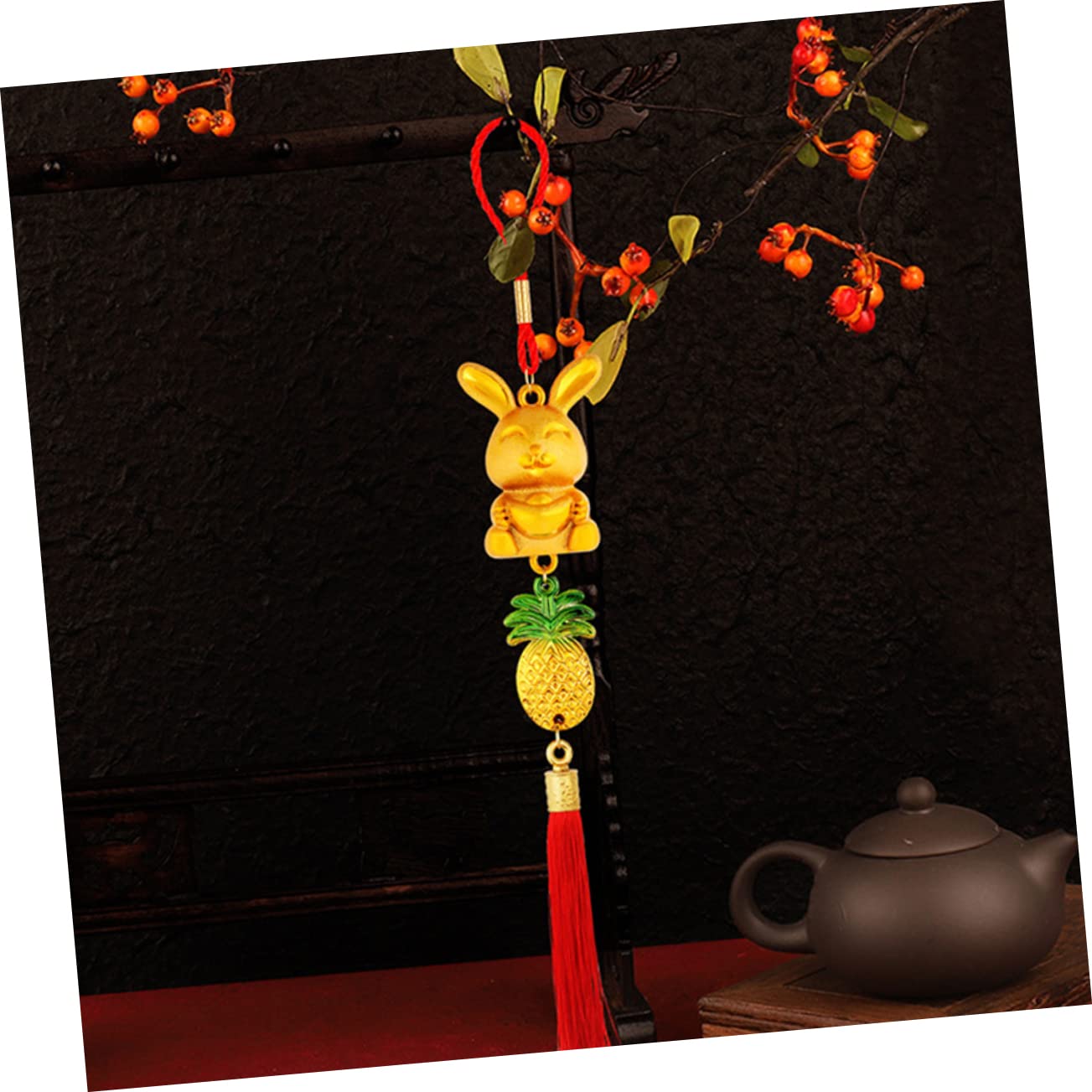 HJMMHX Pendentif Lapin Chinois Suspendu, 33 pièces, Ornement de Festival de Printemps, Style Mixte, Pendentif à nœud, Style d'ornement de Lapin d'année