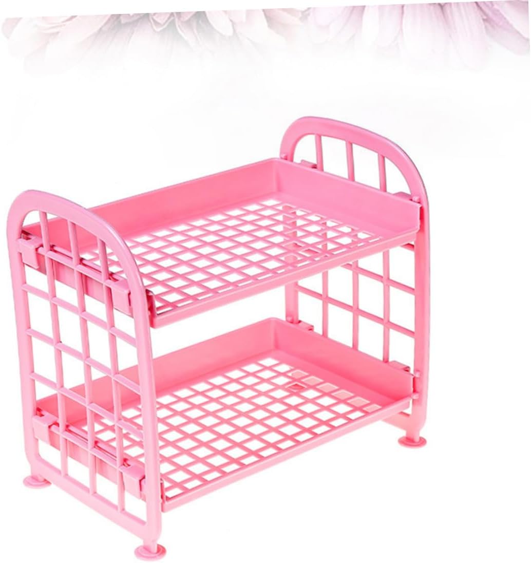 2pcs Stackable Shelves Double Layer Storage Rack Plastic Vegetable Rack Fruit Shelf Random Color