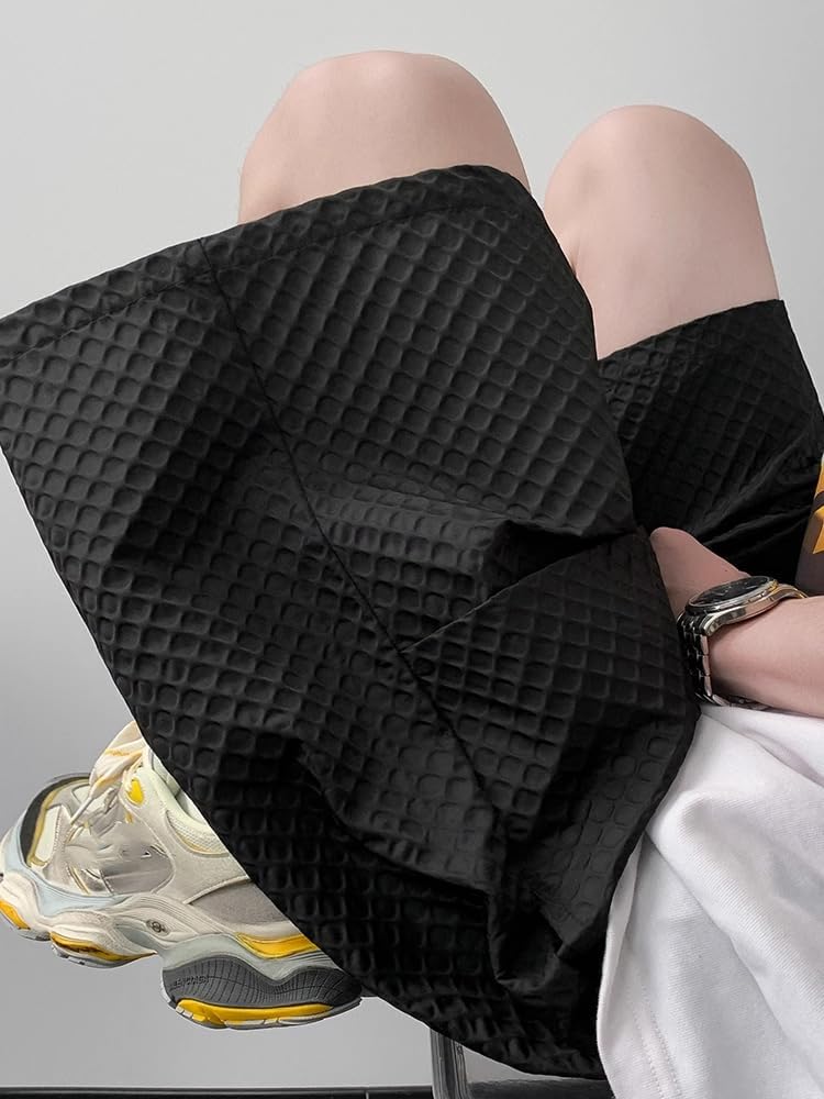 Men's Shorts Ice Silk Workwear Summer Loose Fit Casual American Style Shorts for Men-Black-Large