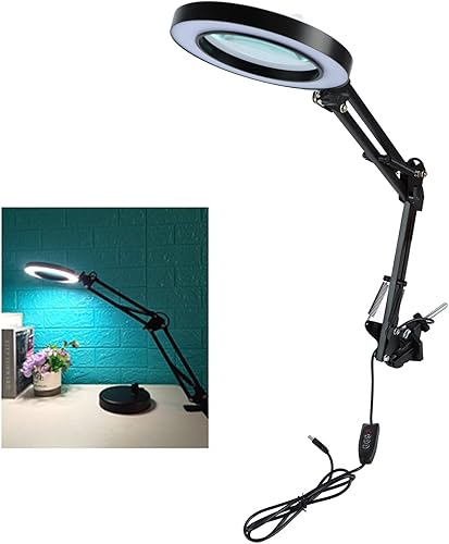 Miniatura 3 de Lámpara de aumento LED con abrazadera, 2.200 lupa regulable súper brillante con luz y soporte, lámpara de lupa de brazo giratorio ajustable para