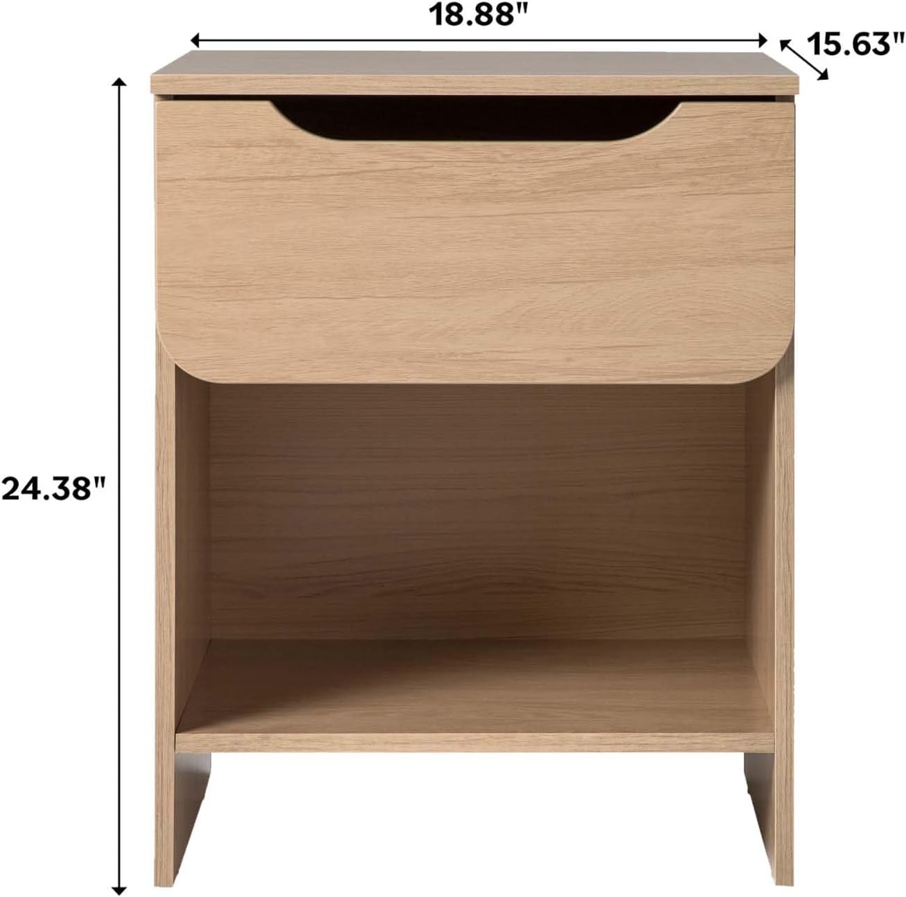 Dimensions of Walker Edison Modern 1-Drawer Simple Nightstand