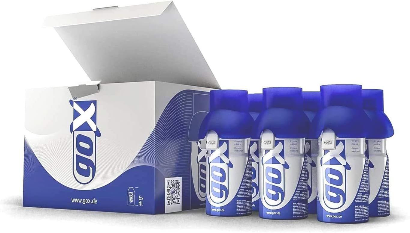 GoX Oxygen Cans 4 litres Pack of 6 - Pure Oxygen Cans That Breathe for Wellness and Sports