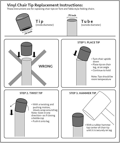 Miniatura 3 de TentandTable Puntas de silla de repuesto de 34 pulgadas para sillas plegables  Negro  Paquete de 100