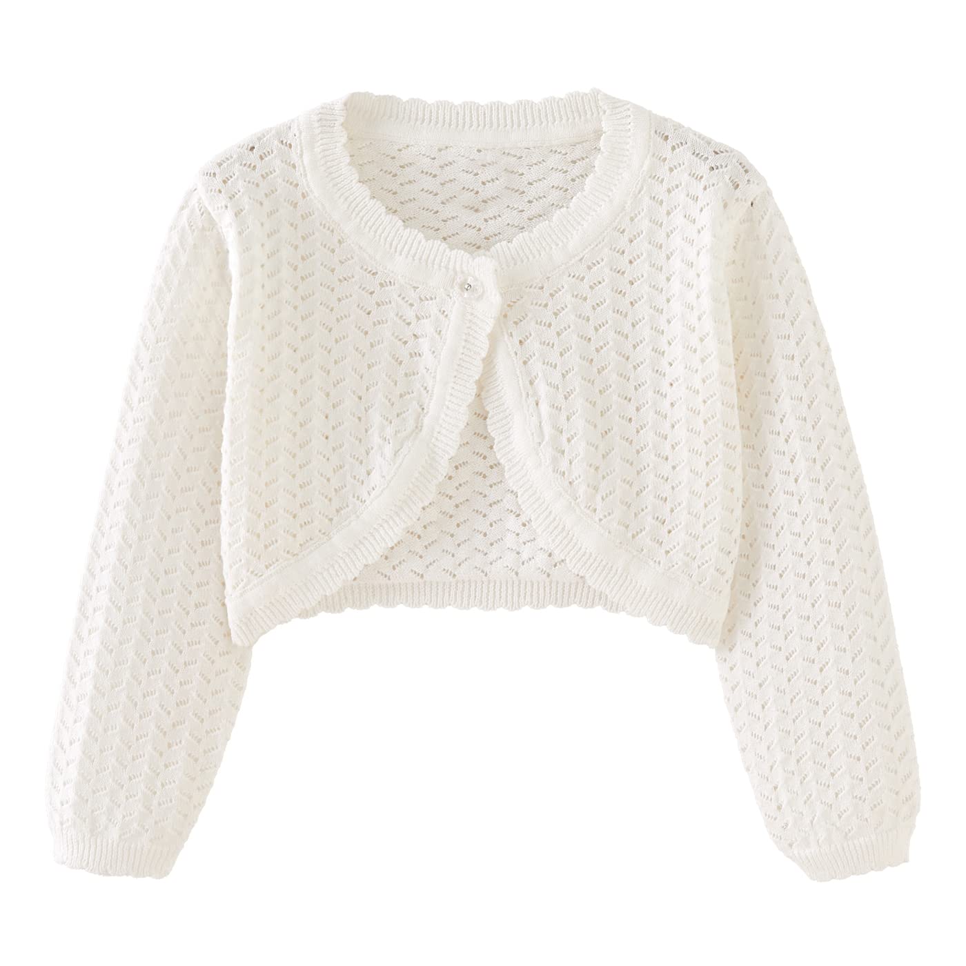 Girls Cardigan Sweater Toddler Bolero Shrug Baby Kids Long Sleeve Dress Up Button Closure Cropped Jacket Tops