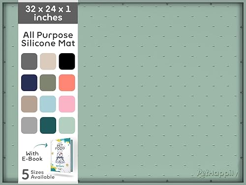 Miniatura 56 de Tapete grande de silicona para cuencos de comida y agua, 24 x 15 pulgadas, bordes elevados para evitar derrames, impermeable, protege el suelo