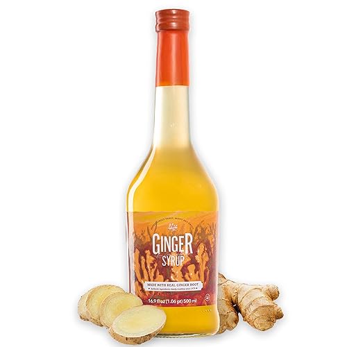 Gourmanity Auténtico jarabe de jengibre hecho con jugo de jengibre real, picante y picante con un toque de dulzura, ideal para añadir sabor a