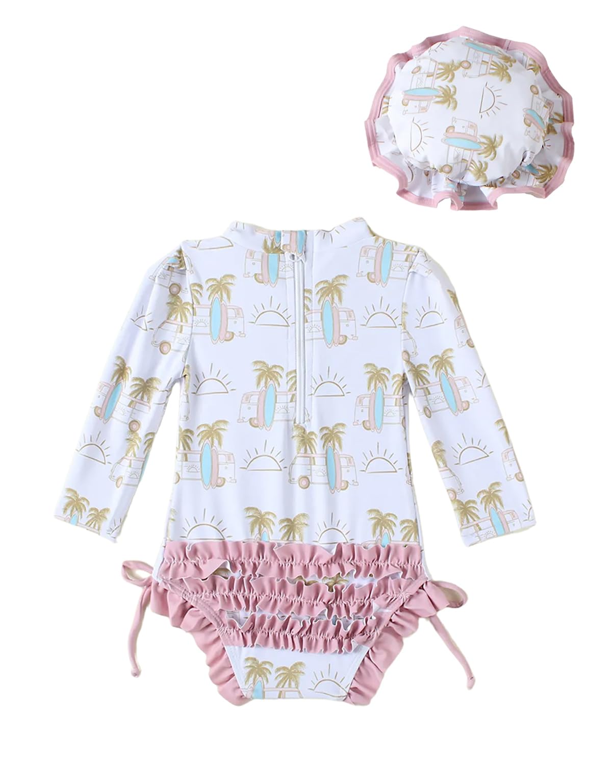 WYTbaby Uv Vestiti Bambino Ragazza Un Pezzo Manica Lunga Costume Da Bagno Hawaii Volant Uv Costumi Da Bagno Ragazza 0-24 Mesi