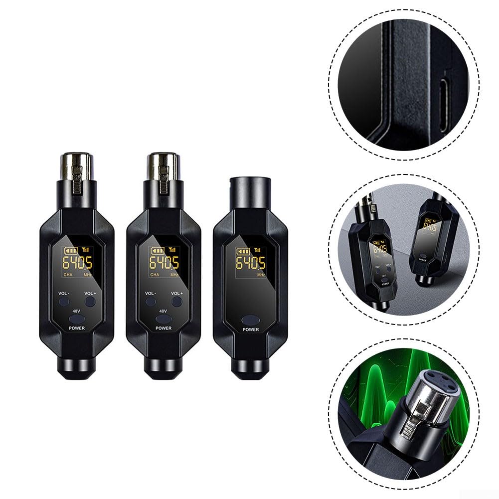 HpLive XLR Mikrofon Sender Empfänger，Kabelloser Mikrofon-Konverter，Drahtloses Mikrofon Konverter Transmitter System für dynamisches Mikrofon für Gesang/öffentliches Reden(1 in 2)