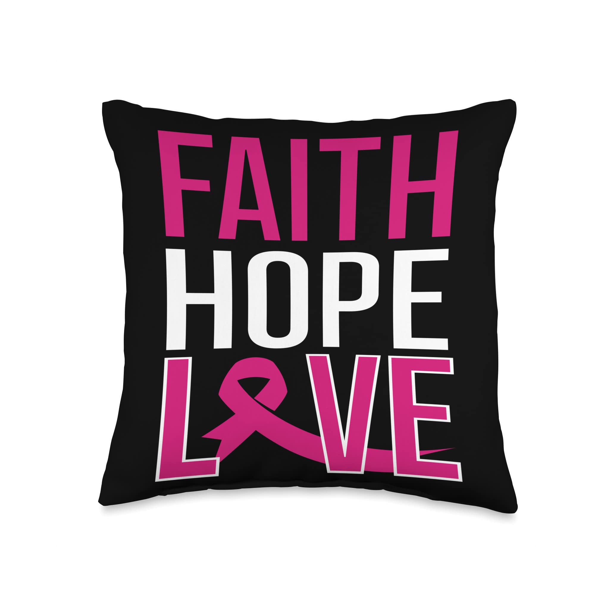 Breast Cancer Awareness Month Faith Hope Love Throw Pillow