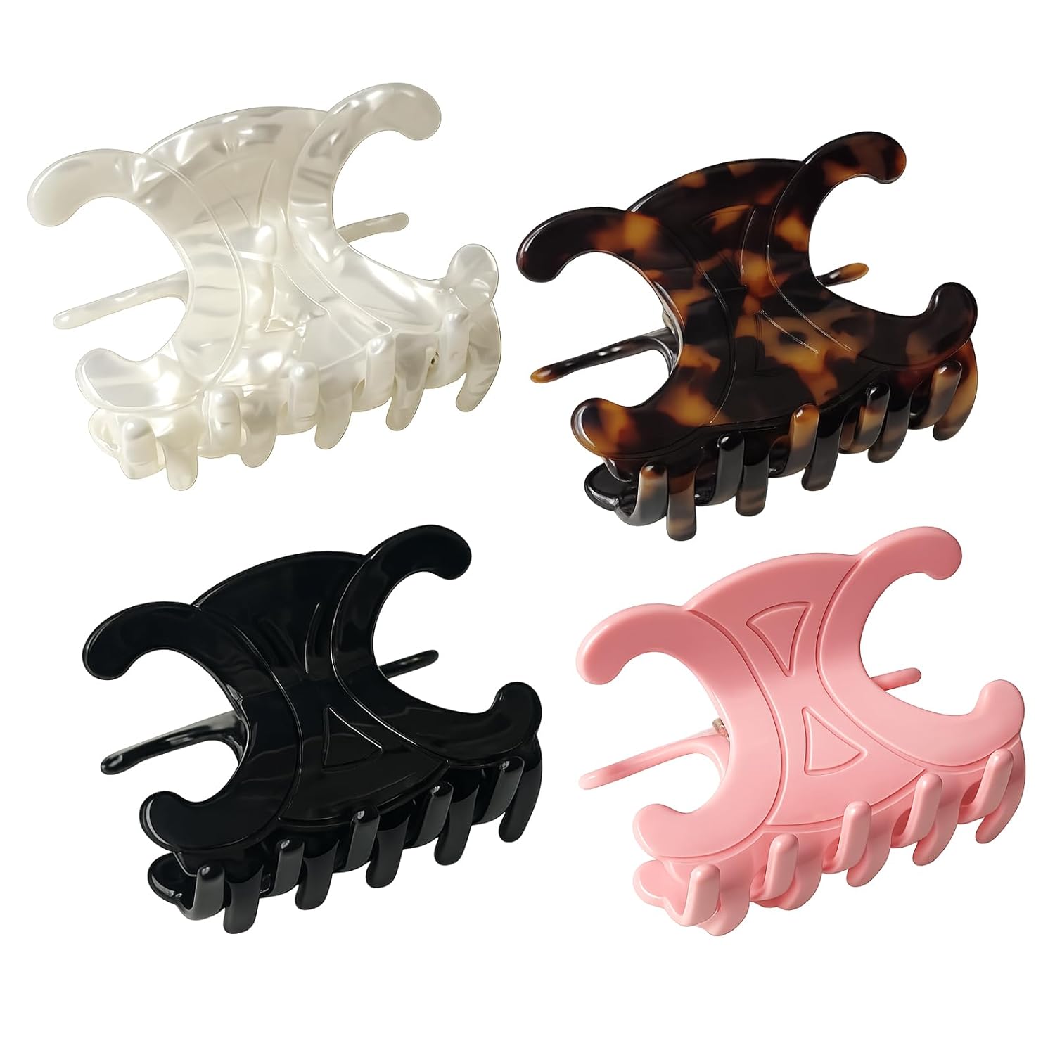 Butterfly Hair Clips, 4 Pack Premium Acetate Claw Clips for Women, Medium Strong Hold Hair Claw Clip for Thick Hair, Updos, Half Up, Daily Hair Accessories (2.76 x 1.66 in)