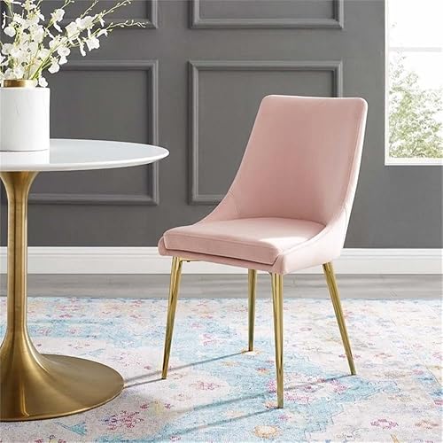 Miniatura 2 de Modway Viscount Performance - Silla de comedor de terciopelo con patas de acero inoxidable dorado en color rosa