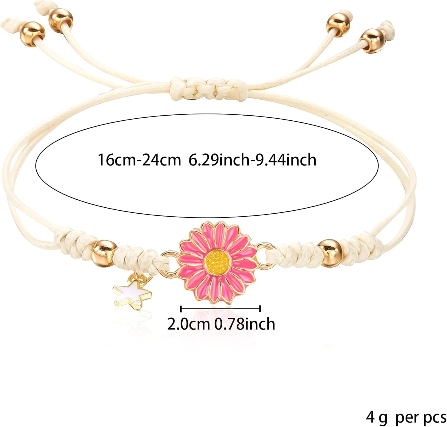 Bohemian Daisy Sunflower Star Weaving Bracelet Adjustable Handwoven Beaded Flower Friendship Bracelet for Women - Image 5