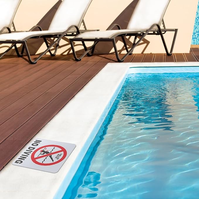 Adhesivos NO DIVING para piscina 6x6 pulgadas 3 piezas miniatura 2