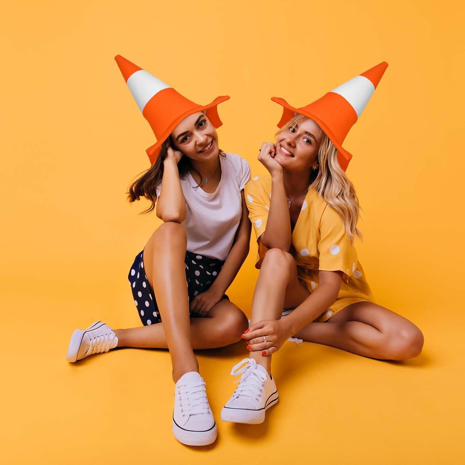 Honic Orange White Traffic Cone Hat for Men Women Halloween Party Dress up - Image 8