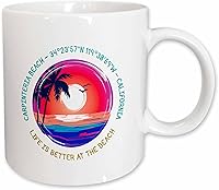 Vista 11 de 3dRose Carpinteria Beach, California. Life is better at the beach gift 11oz Two-Tone Red Mug