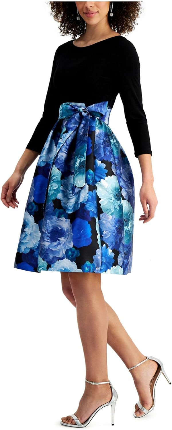 Jessica Howard Womens Floral Faux Wrap Midi Dress with Tie Waist - Image 3