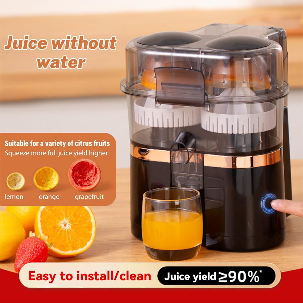 Prensa de cítricos eléctricos, 100 W Presor Cítrico Eléctrico (Gris) | Doble Cabeza y Cortador Juicer Naranja Máquina,Jugo de Fruta De Naranja Automático,Lavavajillas Lavadoras