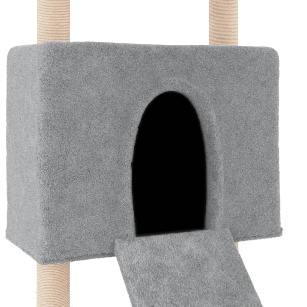 Homgoday Albero tiragraffi in sisal, grigio chiaro, 153 cm, tiragraffi a torre per gatti multilivello, centro attività per gatti da interno