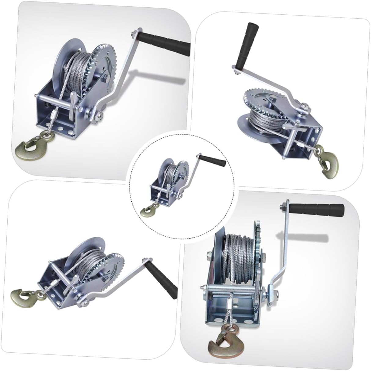Hand Winch with 10 Meter Steel Wire Rope 3500lbs Load Capacity Manual Towing Cable for Car, Boat, Trailer and Rv
