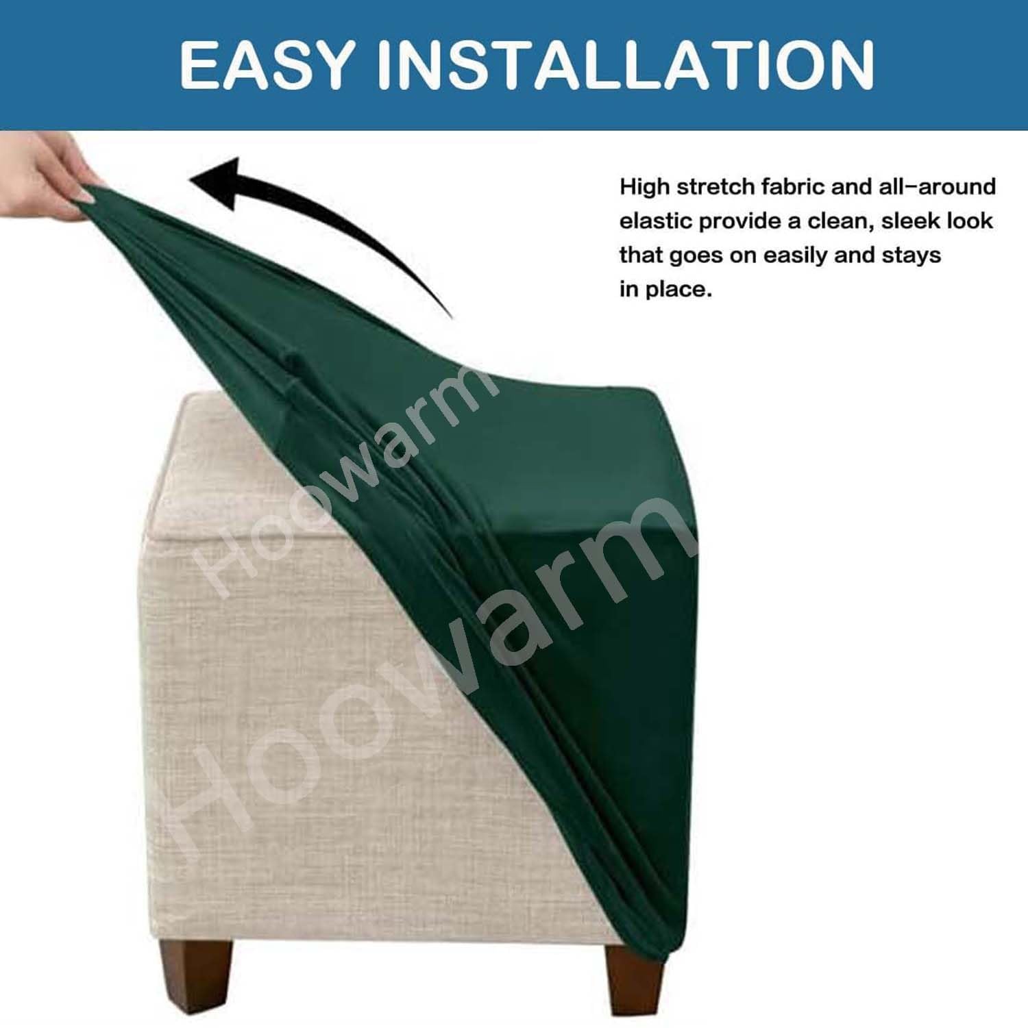 Hoowarm Elasticizzato Copri Pouf ,Rotondo/Quadrato Fodera Poggiapiedi - 10