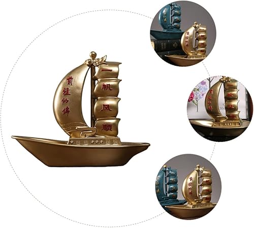 Miniatura 3 de DECHOUS Decoración temática náutica, adorno de velero de resina, modelo de yate para oficina en casa, adorno de vela delicado
