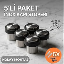 5 ADET Mat Inox Paslanmaz  elik Kap  Stoperi   L ks Zemin Tipi Kau uk Tamponlu Kap  Stopu
