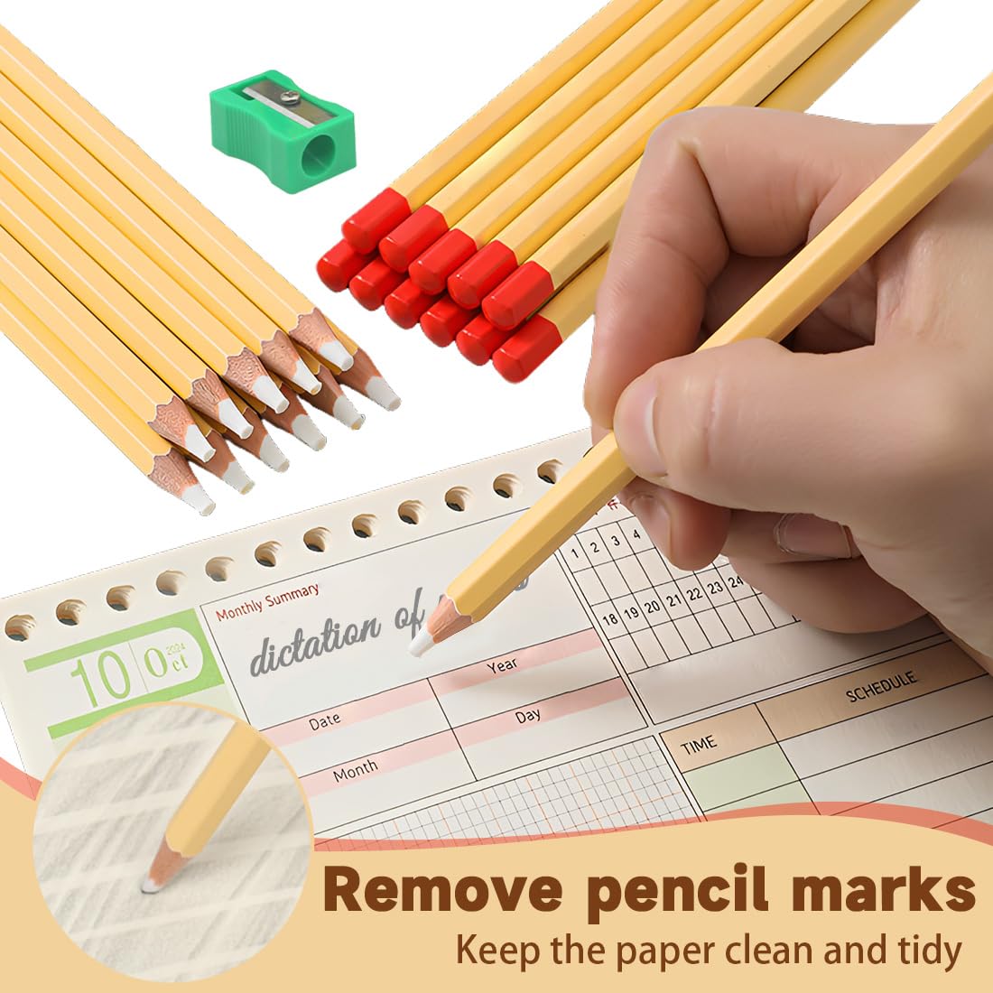 12 Stück Bolígrafo Goma, Gomas De Borrar, Gomas Tipo Bolígrafo con Sacapuntas, Goma Afilable, Herramienta De Borrado De Precisión, Para Bocetos, Trabajos Artísticos Y Dibujo Infantil