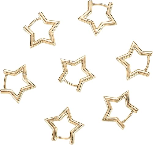 Airssory 5 pares de aretes de aro pequeños pulidos de 18 quilates chapados en oro de 18 quilates de latón ligero para mujeres, adolescentes y niñas,