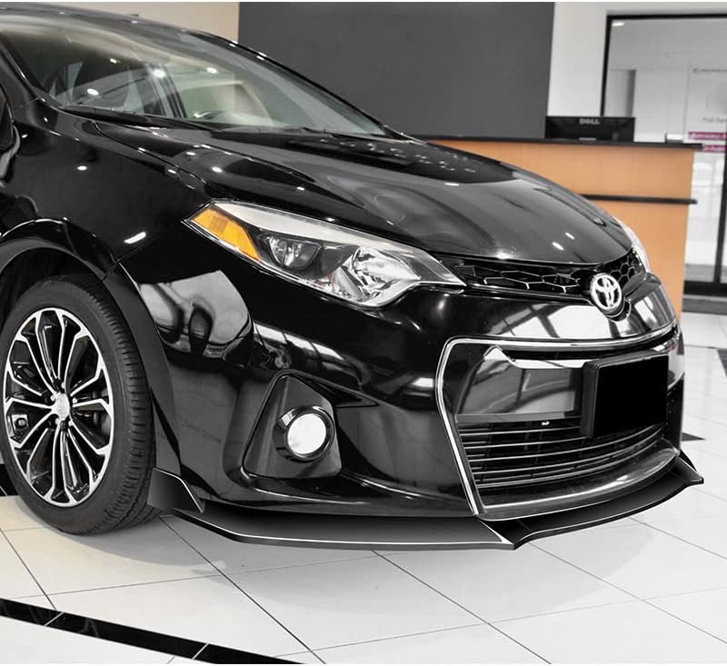 EPARTS ABS Plastic 3PCS GT-Style Front Bumper Lip Splitter Body Kit Trim Protection Compatible with 2014 2015 2016 Toyota Corolla S Model (Painted Black)