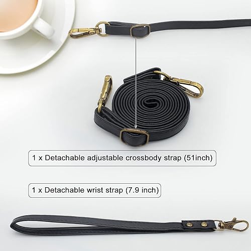 Miniatura 5 de Lacass Compatible con iPhone 13 Pro Max de 6.7 pulgadas 2021, cadena cruzada con doble cremallera, desmontable, magnética, de piel, cartera, funda