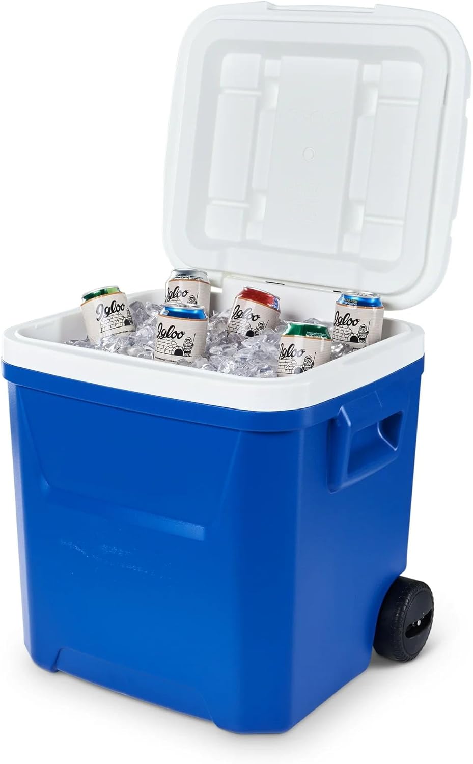60 QT Cooler with Wheels, Wheeled Design and Locking, Portable Insulated Container with Leak-Proof Design for Outdoor Use, Blue