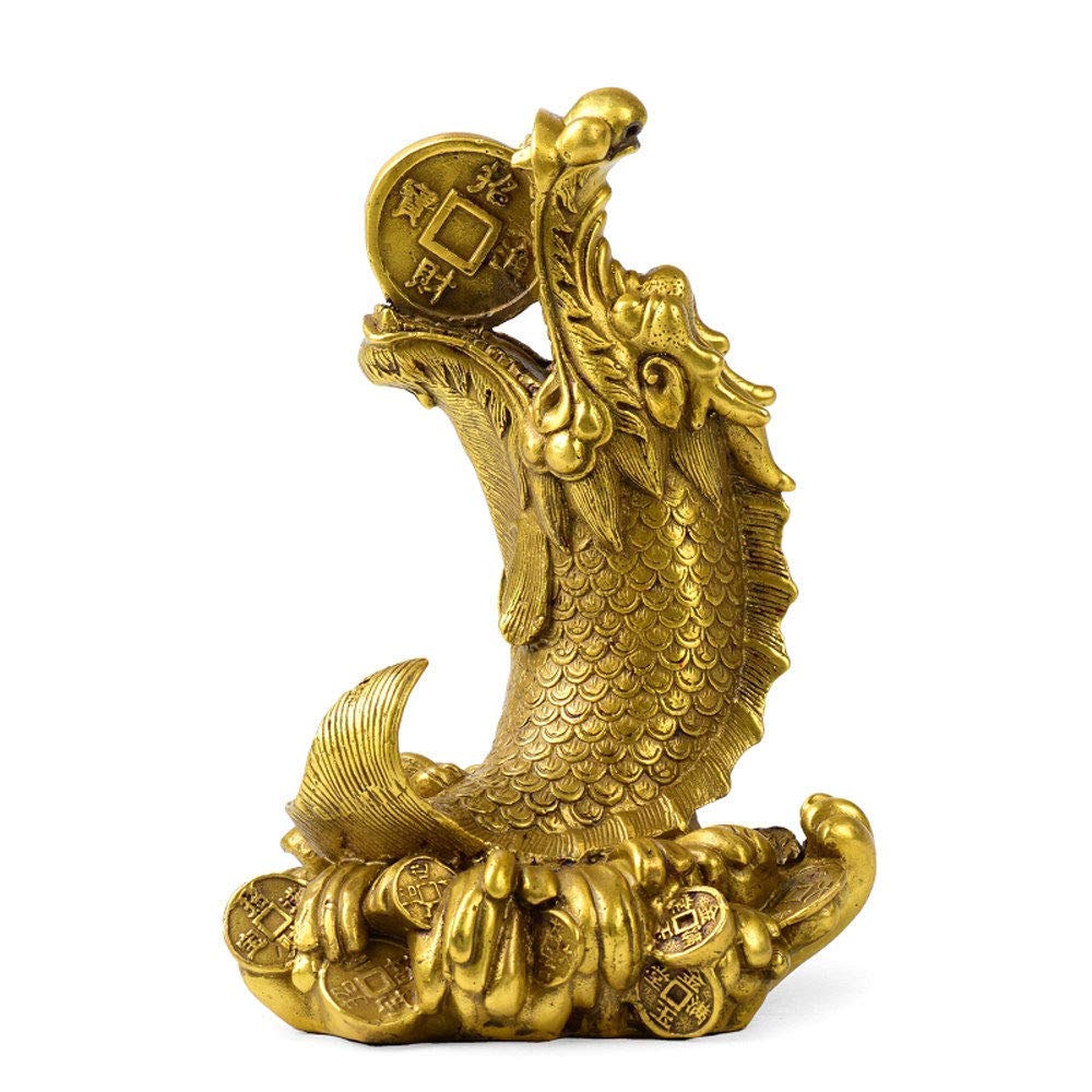 Arowana en laiton et statue décorative contemporaine en cuivre pour salon