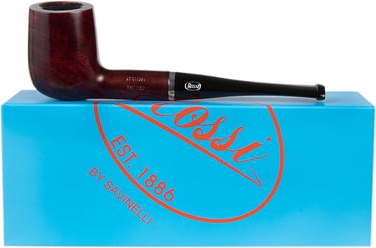 Rossi by Savinelli Pipes Rubino Antico Series - Dark Red Polished Handmade Wood Briar Pipe, Made in Italy, 6mm (Billiard, 8104)