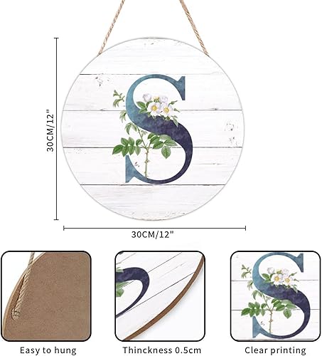 Vista 148 de Welcome Sign for Wall Initial Letter C Blue Round Wood Signs Monogram White Floral Wood Plaque Fresh Flowers 12in Mid Century Home Wall Decor for