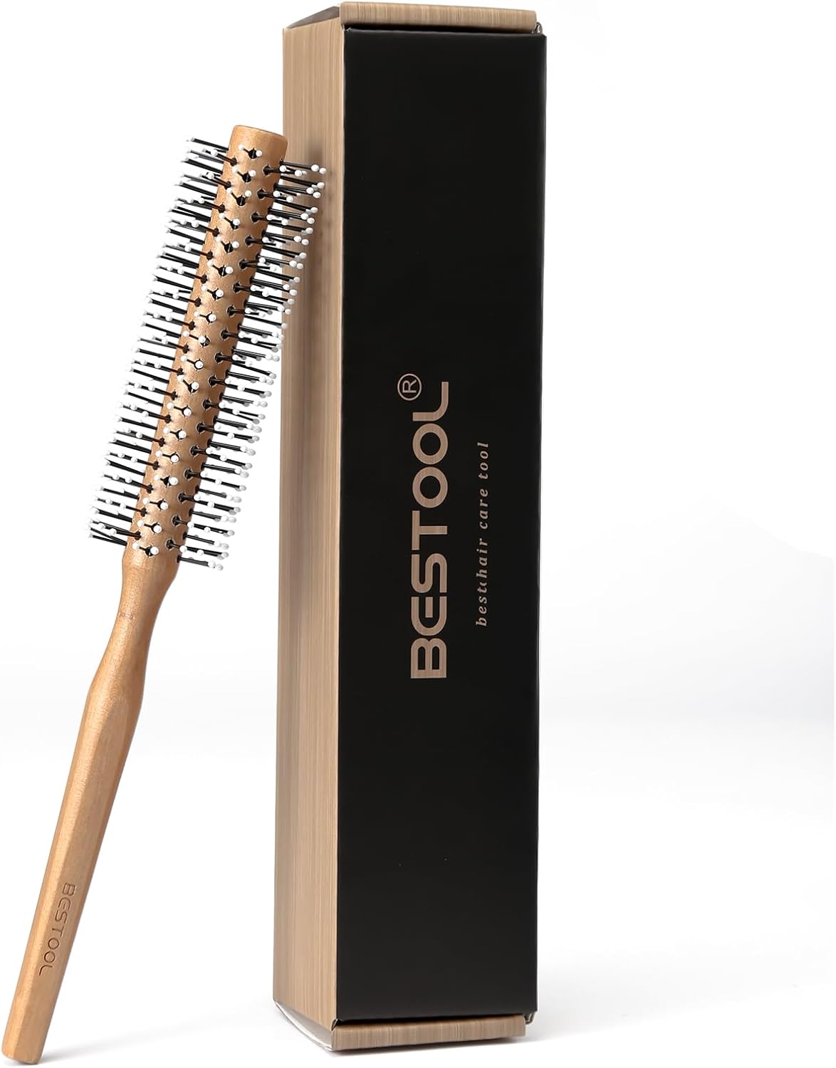 BESTOOL Small Round Brush for Short Hair, Round Beard Brush for Men Round Hair Dryer Brushes for Straightening Curls Bangs (Natural) | Round Beard Brush for Men Professional Round Brush for Straightening Curls Bangs (Natural)