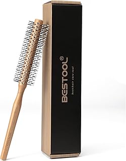 BESTOOL Small Round Brush for Short Hair, Round Hair Brushes for Blow Drying, Men Beard Brush, Professional Styling Brush for Smoothing, Curls, Bangs (Natural)