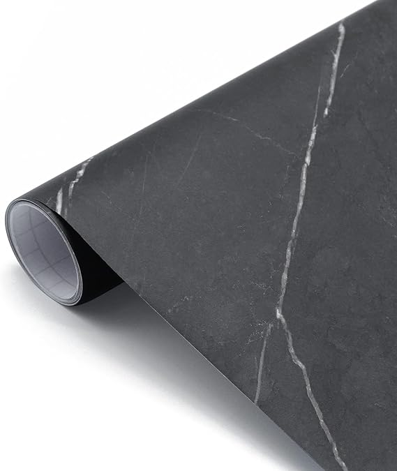 Decotalk Möbelfolie Schwarz Marmor 40x300cm - Selbstklebende Renovierungsfolie Wasserdicht