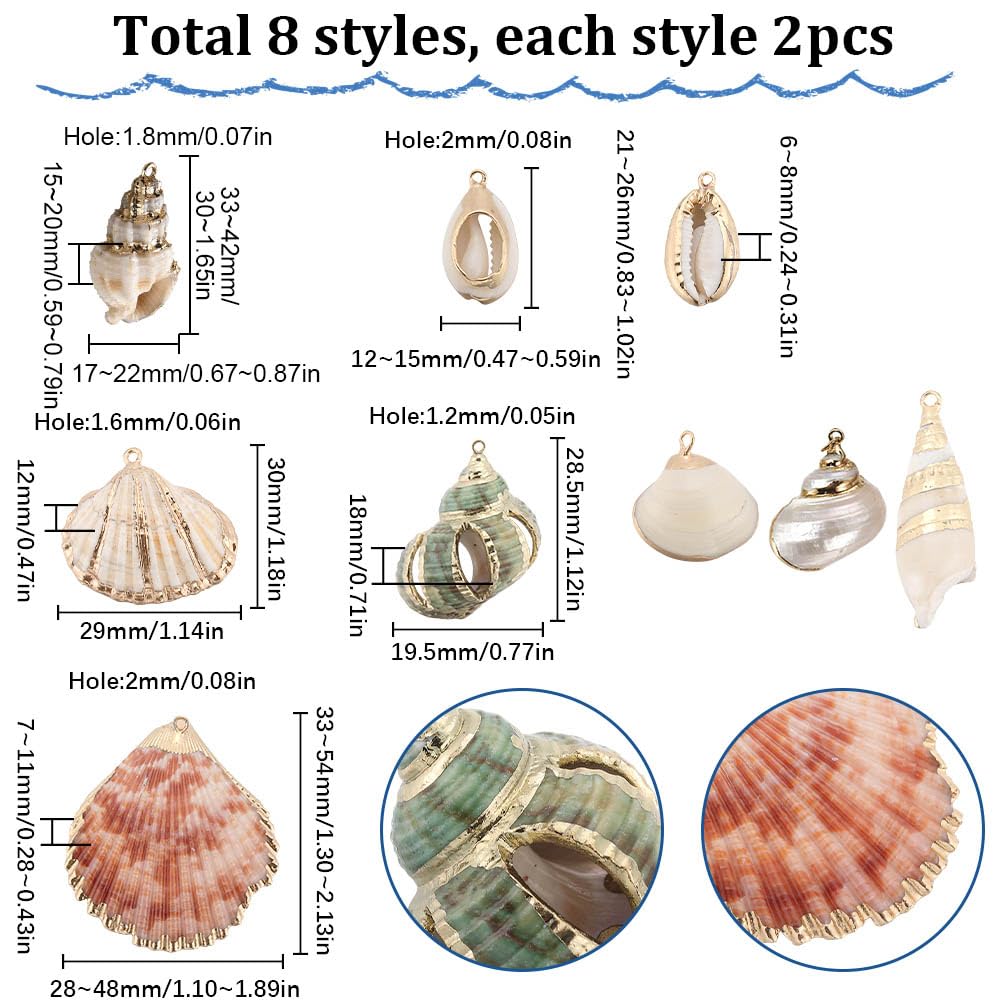 SUNNYCLUE 1 scatola 20 pezzi Ciondoli di Conchiglie di Mare Naturali Ciprea Estate Hawaii Placcato In Oro