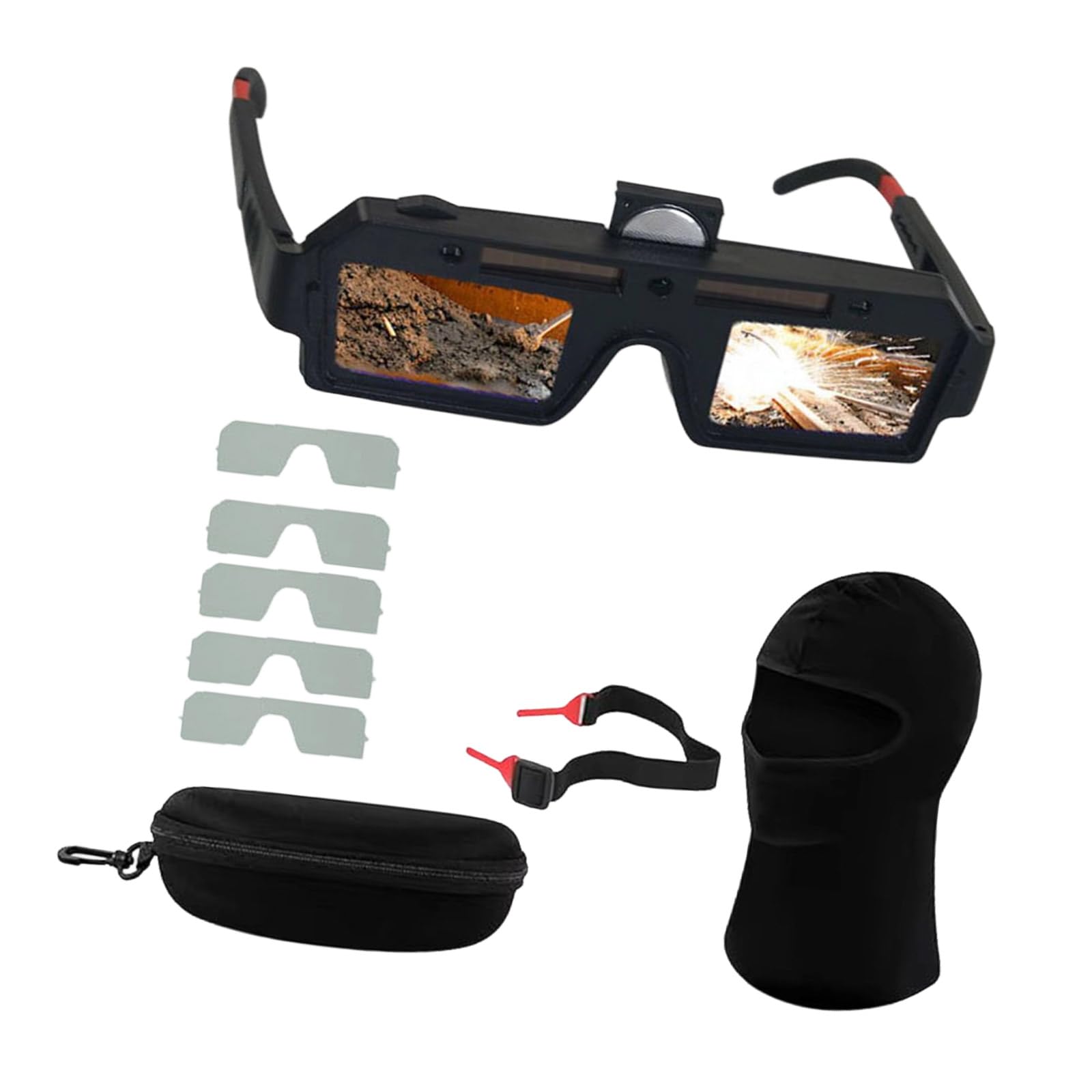 Apglsxy Black Auto Dimming Welding Goggles Eye Protective Lens Glasses Tool Welding Glasses For Tig Cutting Replaceable Battery Goggles