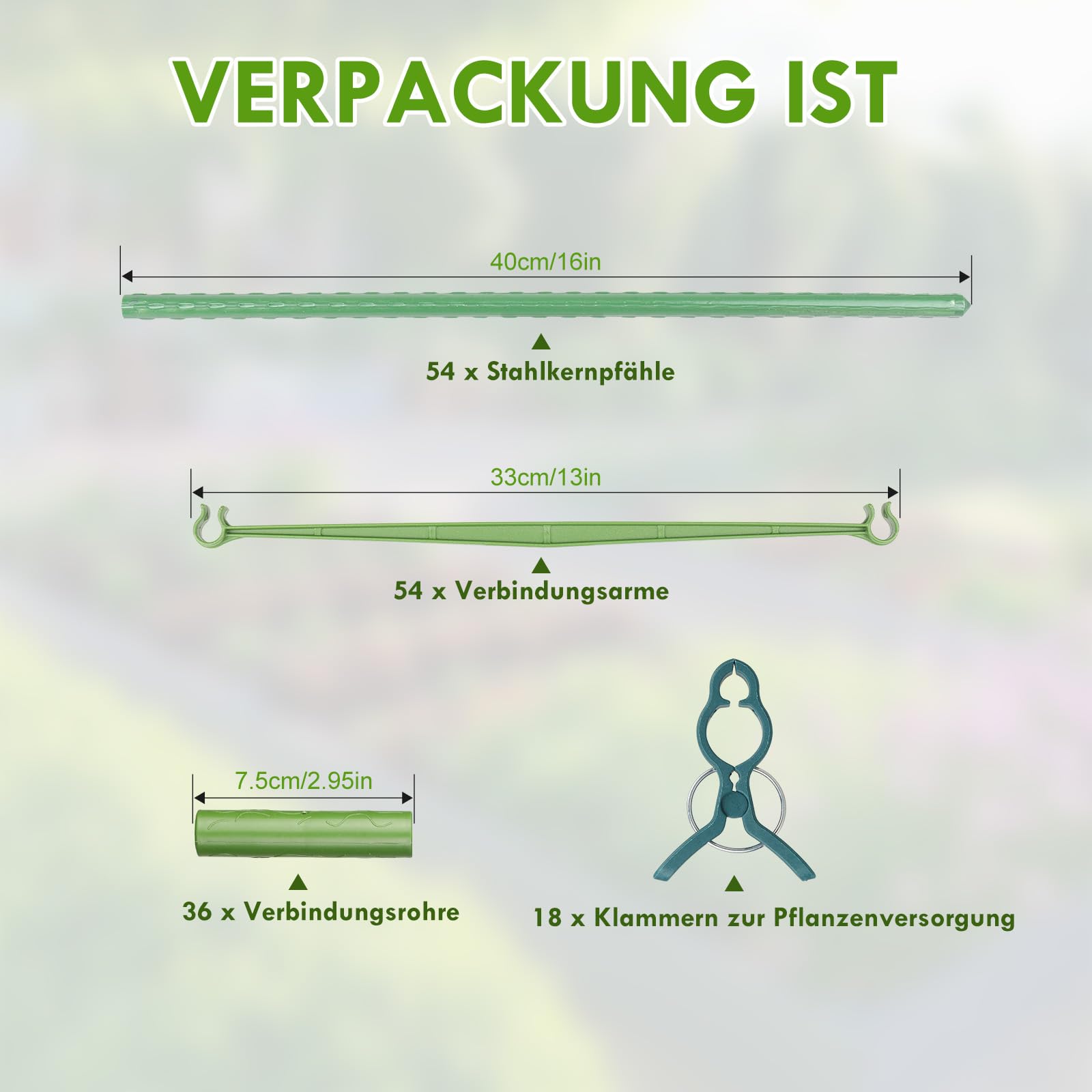6 Stück Tomaten Rankhilfe, Gurken Rankhilfe, Rankhilfen für Kletterpflanzen für den Garten, Zusammengebaute Rankhilfe Tomaten, Rankhilfe für den Gemüse, Blumen und Obstanbau (120CM)