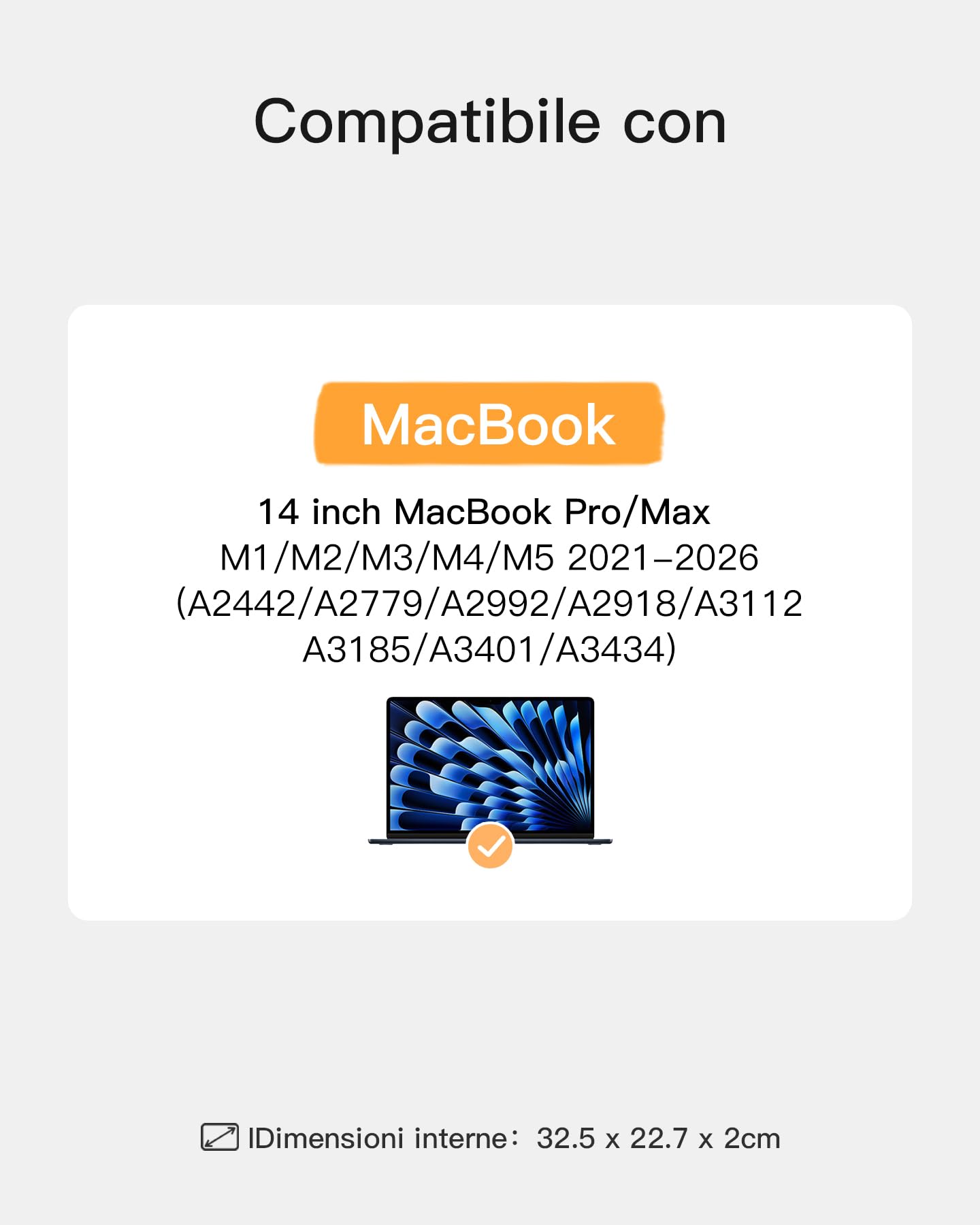 Inateck Custodia per Laptop con Protezione a 360°, Compatibile con 14 Pollici MacBook Pro M5/M4/M3/M2/M1 Pro/Max A3434 A3401 A3185 A3112 A2992 A2918 A2779 A2442 2026-2021