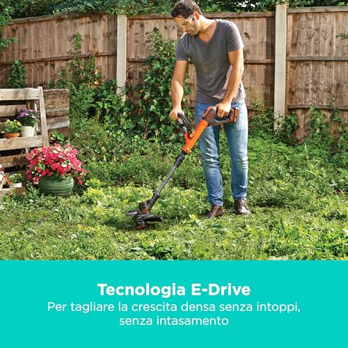 Black+Decker,Tagliabordi Power Command 18 V - 4.0 AH- Taglio 30 Cm - Velocita' Regolabile - Filo Singolo 1.5 Mm - Doppia Impugnatura - Ruota Per Bordatura.. STC1840EPC-QW - 5
