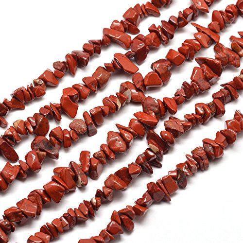 Cheriswelry Red Jasper Bead Chips Strand 5~8mm Tumbled Gems Healing Chakra Reiki Crystals 31.5 Inches for Jewellery Necklace Gemstone Tree Making