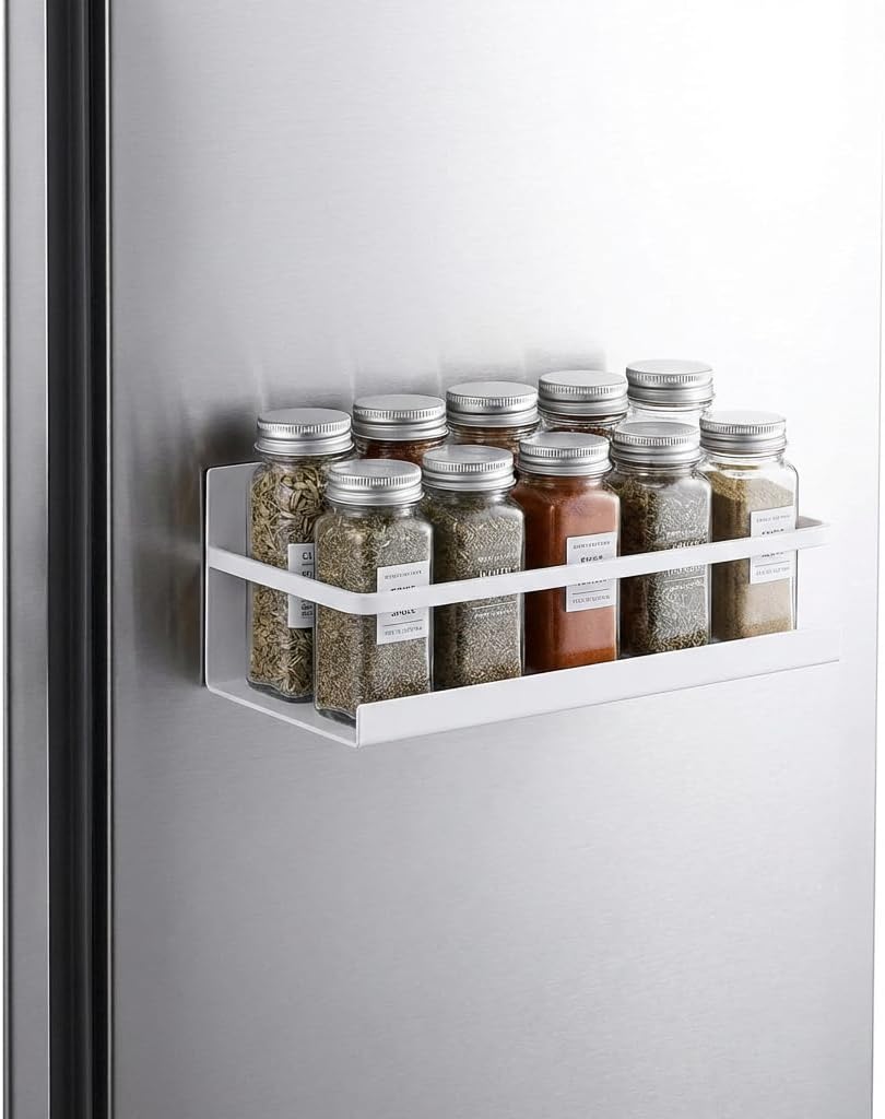 Magnetic Spice Rack - Maximize Space w/Strong Magnetic Shelf for Refrigerator, Kitchen, Bathroom - Modern Design & Solid Steel Construction for Home Organization image 4