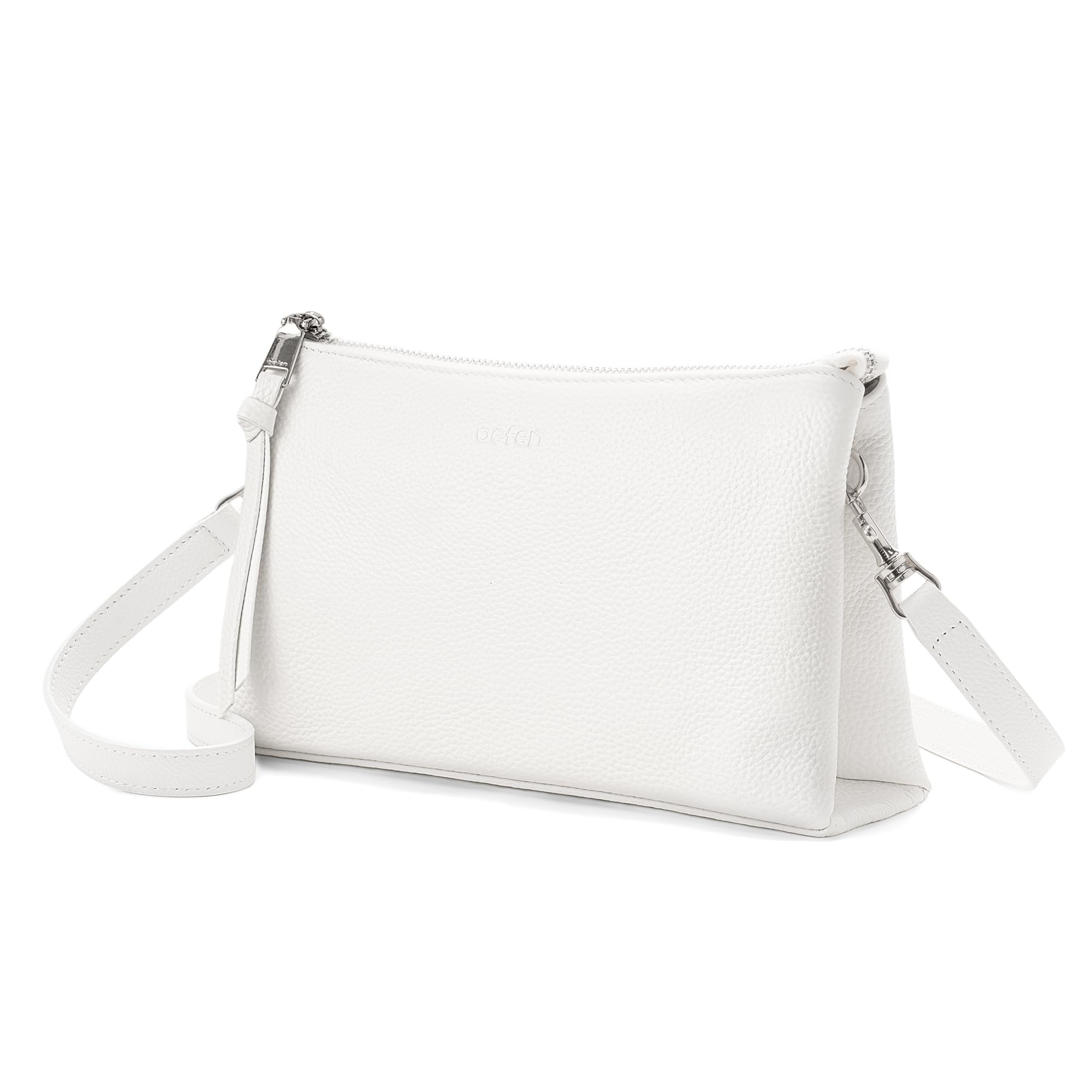 befen Bolso de Mano Pequeño de Piel Auténtica para Mujer, Bolso Bandolera con Bloqueo RFID, Funda para Móvil de Piel con Correa Ajustable, Bolso de Hombro para Mujer con Cremallera, Bolso Cruzado | Pequeños bolsos cruzados de cuero con ranuras para tarjet