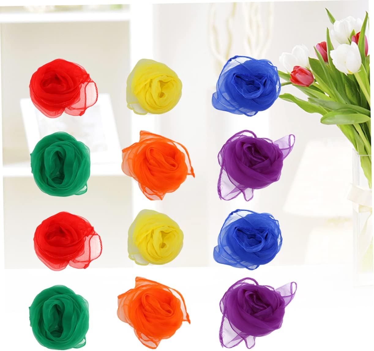 VALICLUD 12pcs Lightweight Gauze Scarves for Dance Juggling and Kindergarten Activities Easy to Clean and Square Scarves for Creative Play